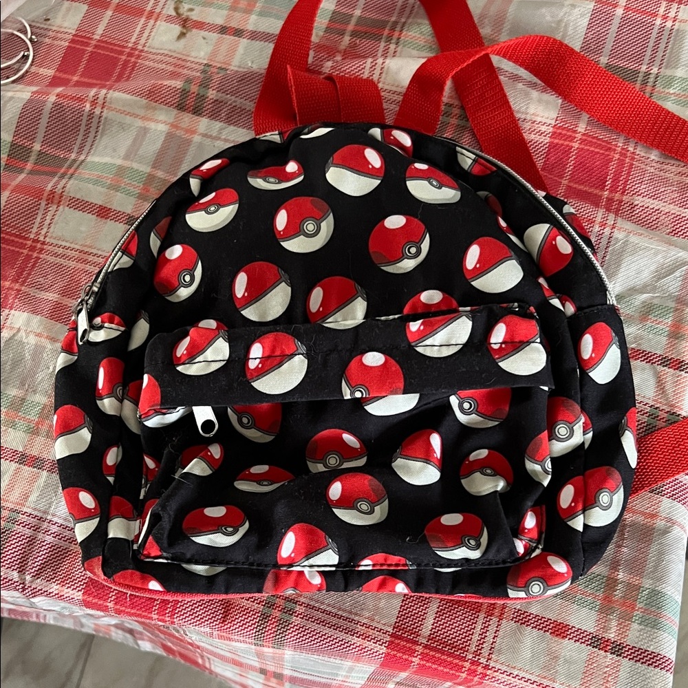 Kids Black and Red Poké Ball Mini Backpack